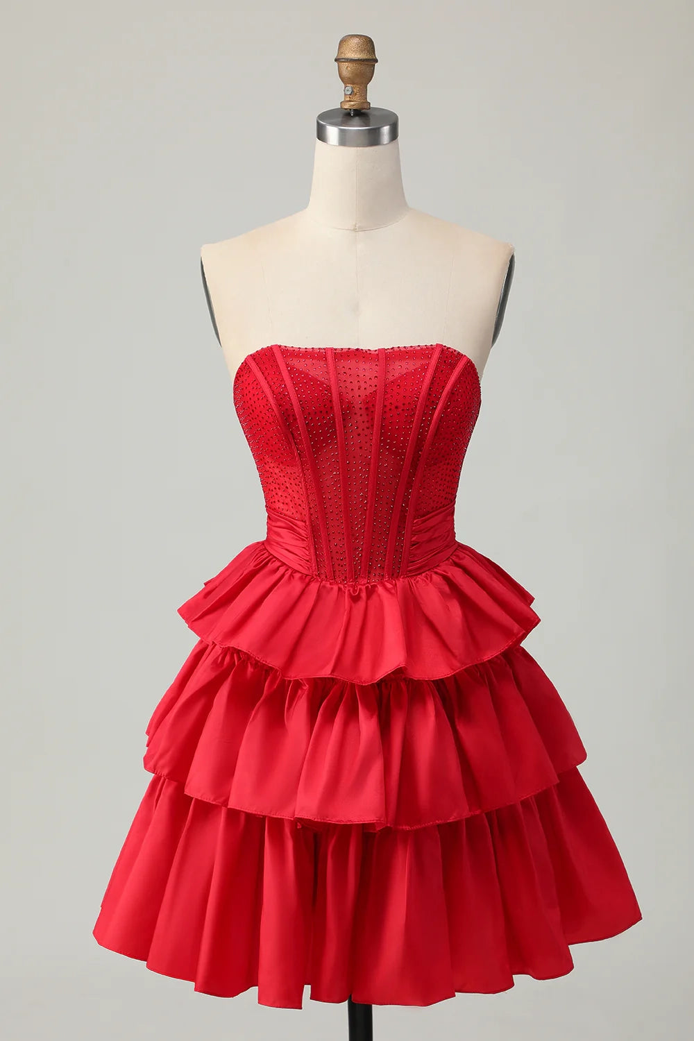 DingJi Wedding Sparkling Bow, ruffled hem, corset, off shoulder short, Homecoming Dresses